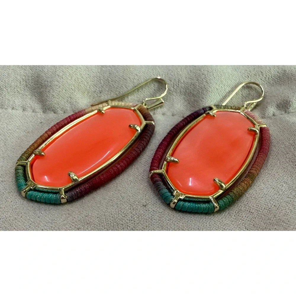Kendra Scott Elle Threaded Drop Earring in Coral Illusion Gold Tone Multicolor